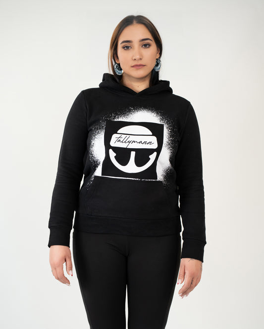 Tallymann Stencil Hoodie Damen schwarz