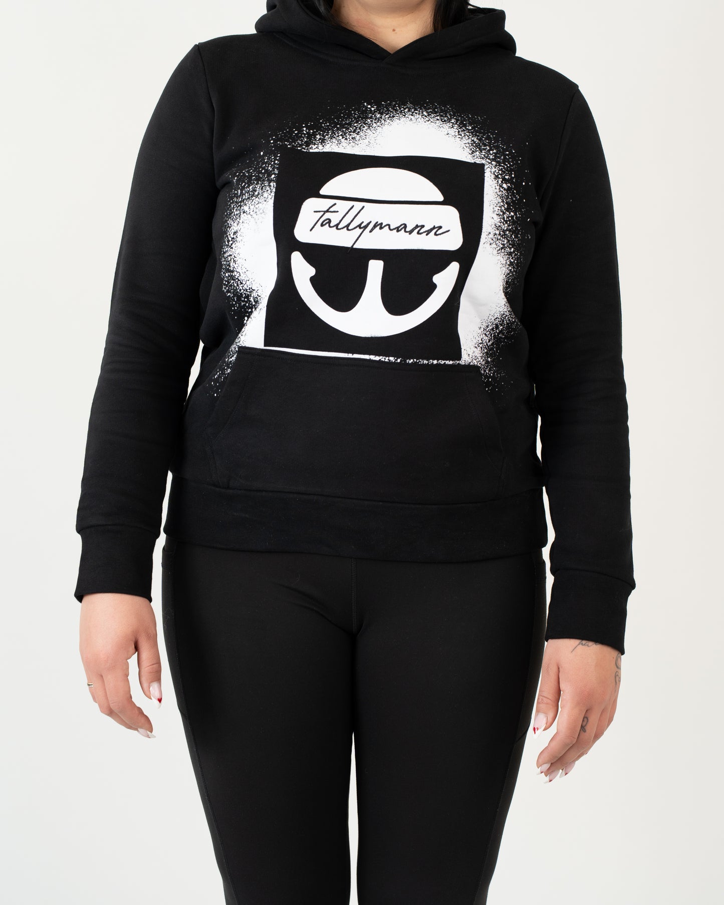 Tallymann Stencil Hoodie Damen schwarz